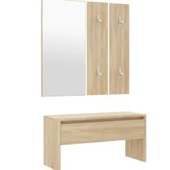vidaXL Garderobe set bewerkt hout sonoma eikenkleurig