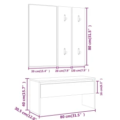 vidaXL Garderobe set bewerkt hout sonoma eikenkleurig