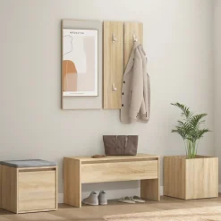 vidaXL Garderobe set bewerkt hout sonoma eikenkleurig