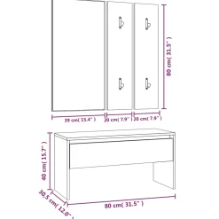 vidaXL Garderobe set bewerkt hout gerookt eikenkleurig