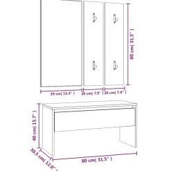 vidaXL Garderobe set bewerkt hout gerookt eikenkleurig