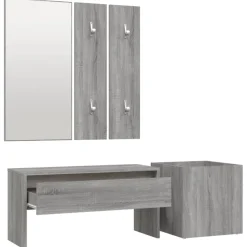 vidaXL Garderobe set bewerkt hout grijs sonoma eikenkleurig