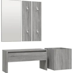 vidaXL Garderobe set bewerkt hout grijs sonoma eikenkleurig