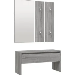 vidaXL Garderobe set bewerkt hout grijs sonoma eikenkleurig