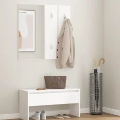 vidaXL Garderobe set bewerkt hout wit