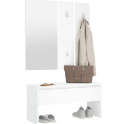 vidaXL Garderobe set bewerkt hout wit