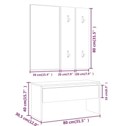 vidaXL Garderobe set bewerkt hout wit