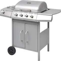 vidaXL Gasbarbecue 4+1 kookzone zilver