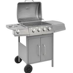 vidaXL Gasbarbecue 4+1 kookzone zilver
