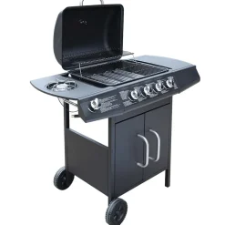 vidaXL Gasbarbecue 4+1 kookzone zwart