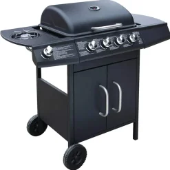 vidaXL Gasbarbecue 4+1 kookzone zwart