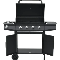 vidaXL Gasbarbecue 4+1 kookzone staal zwart