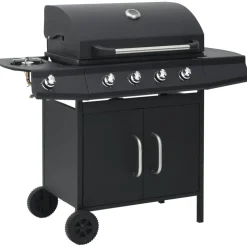 vidaXL Gasbarbecue 4+1 kookzone staal zwart