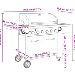 vidaXL Gasbarbecue met 7 branders gepoedercoat staal zwart