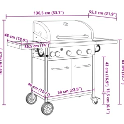 vidaXL Gasbarbecue met 5 branders gepoedercoat staal zwart