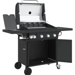 vidaXL Gasbarbecue met 5 branders gepoedercoat staal zwart