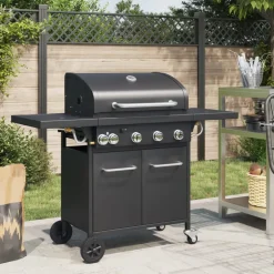 vidaXL Gasbarbecue met 5 branders gepoedercoat staal zwart