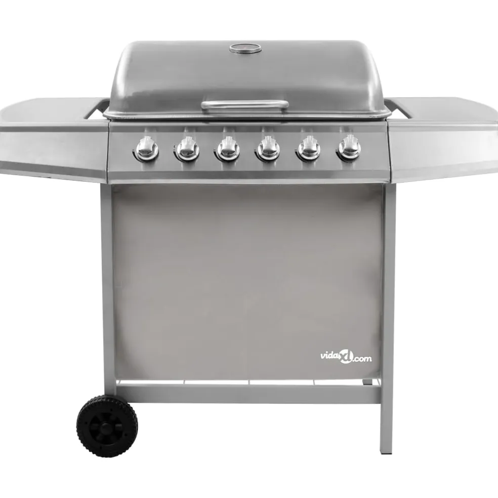 vidaXL Gasbarbecue met 6 branders zilverkleurig