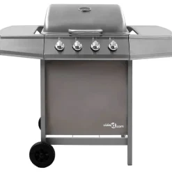 vidaXL Gasbarbecue met 4 branders zilverkleurig