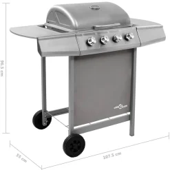 vidaXL Gasbarbecue met 4 branders zilverkleurig