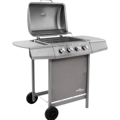 vidaXL Gasbarbecue met 4 branders zilverkleurig