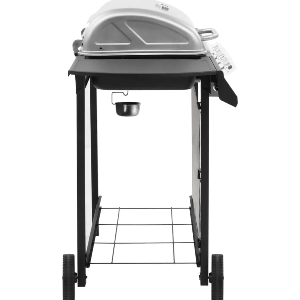 vidaXL Gasbarbecue met 4 branders zwart en zilverkleurig