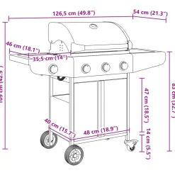 vidaXL Gasbarbecue met 4 branders roestvrij staal zilverkleurig