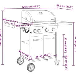vidaXL Gasbarbecue met 4 branders gepoedercoat staal zwart