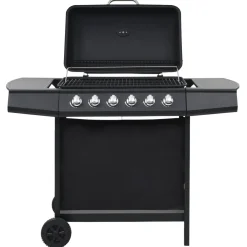 vidaXL Gasbarbecue met 6 kookzones staal zwart