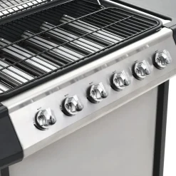 vidaXL Gasbarbecue met 6 kookzones roestvrij staal zilverkleurig