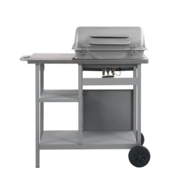 vidaXL Gasbarbecue met 3-laags zijtafel zwart en zilverkleurig