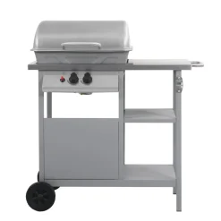 vidaXL Gasbarbecue met 3-laags zijtafel zwart en zilverkleurig