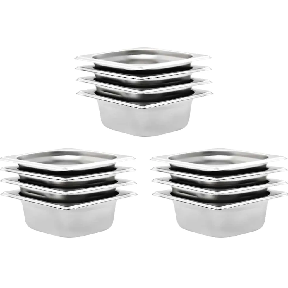 vidaXL Gastronormbakken 12 st GN 1/6 65 mm roestvrij staal