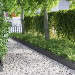 vidaXL Gazonranden 10 st 103 x 0,05 x 22 cm Staal Zwart