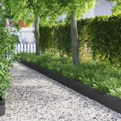 vidaXL Gazonranden 10 st 103 x 0,05 x 22 cm Staal Zwart