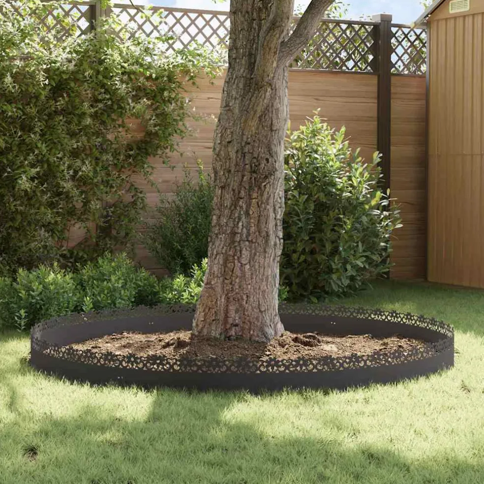 vidaXL Gazonranden 10 st 103 x 0,05 x 22 cm Staal Zwart