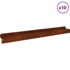 vidaXL Gazonrand 10 st 100 x 10 x 8 cm Staal Roestig