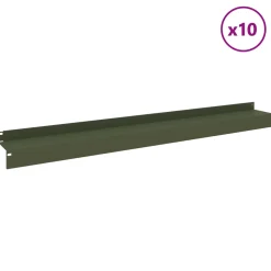 vidaXL Gazonrand 10 st 100 x 10 x 8 cm Staal Olijfgroen