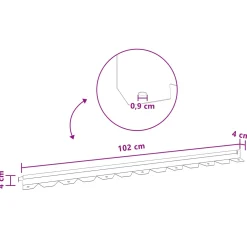vidaXL Gazonrand 10 st 102 x 4 x 4 cm Staal Zwart