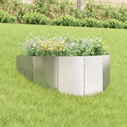 vidaXL Gazonrand 100 x 45 cm Staal Zilverkleurig