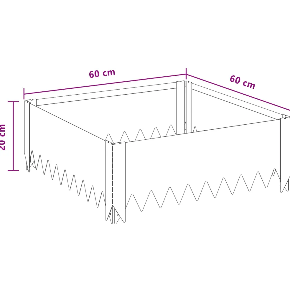 vidaXL Gazonrand 60 x 60 x 20 cm Staal Antracietkleurig