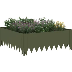 vidaXL Gazonrand 60 x 60 x 20 cm Staal Olijfgroen