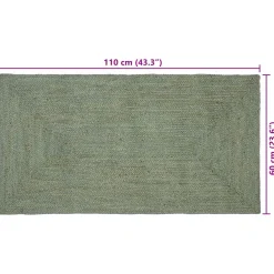 vidaXL Gebied Tapijt Olijfgroen 60 x 110 cm Jute