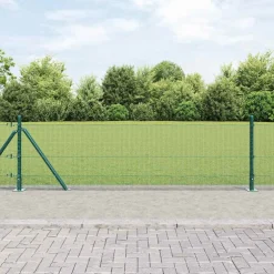 vidaXL gelast draadhek met betonnen voetstuk 10 x 0,4 m Groen Mesh