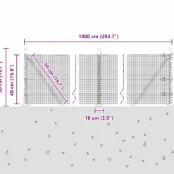 vidaXL gelast draadhek met betonnen voetstuk 10 x 0,4 m Groen Mesh