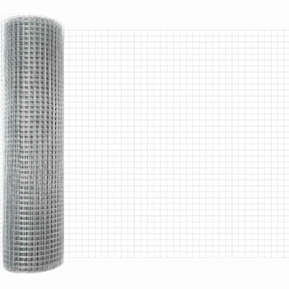 vidaXL gelast draadhek met betonnen voetstuk 10 x 0,4 m zilver Mesh