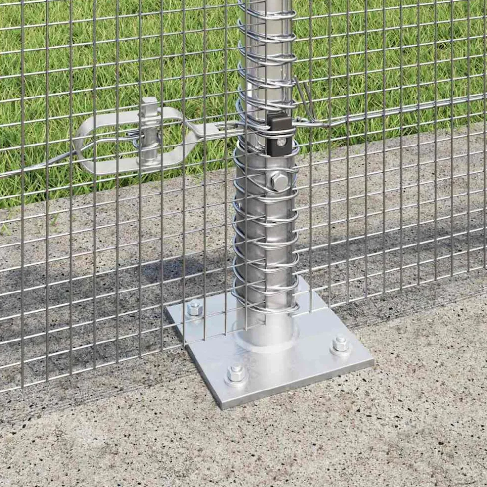 vidaXL gelast draadhek met betonnen voetstuk 10 x 0,4 m zilver Mesh