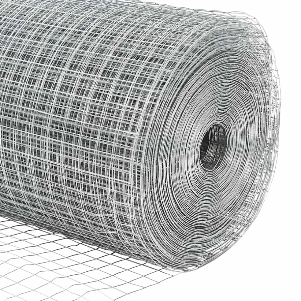 vidaXL gelast draadhek met betonnen voetstuk 10 x 0,4 m zilver Mesh