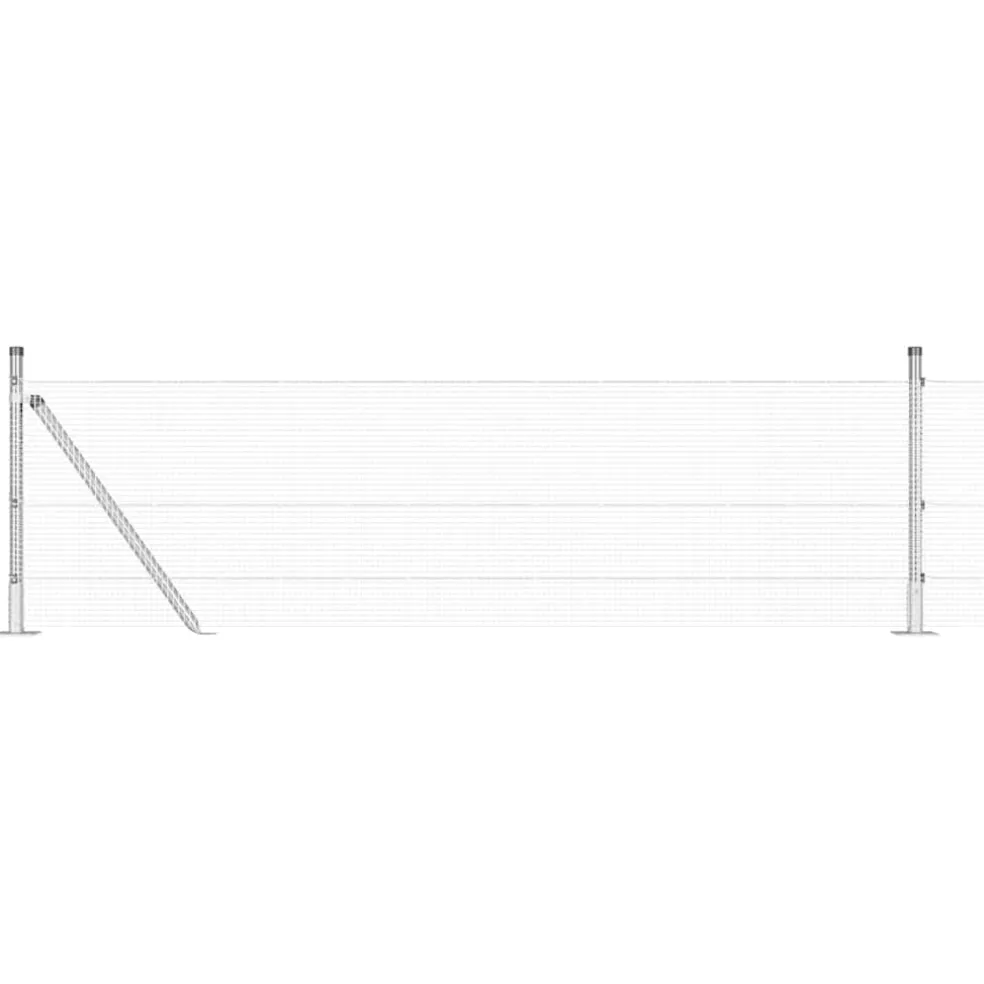 vidaXL gelast draadhek met betonnen voetstuk 10 x 0,4 m zilver Mesh