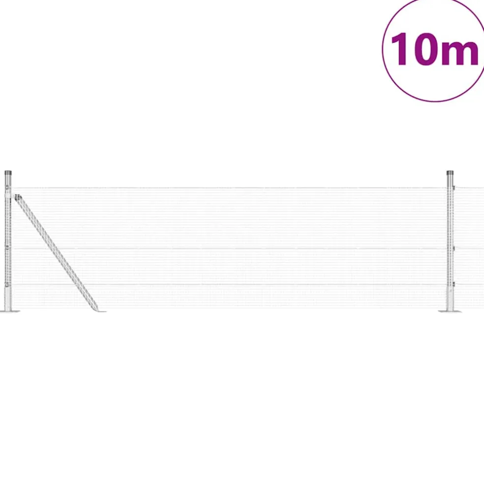 vidaXL gelast draadhek met betonnen voetstuk 10 x 0,4 m zilver Mesh